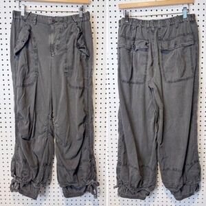 Free People‎ Charcoal Gray Cargo Jogger Pants Drawstring Cuff Womens Small
